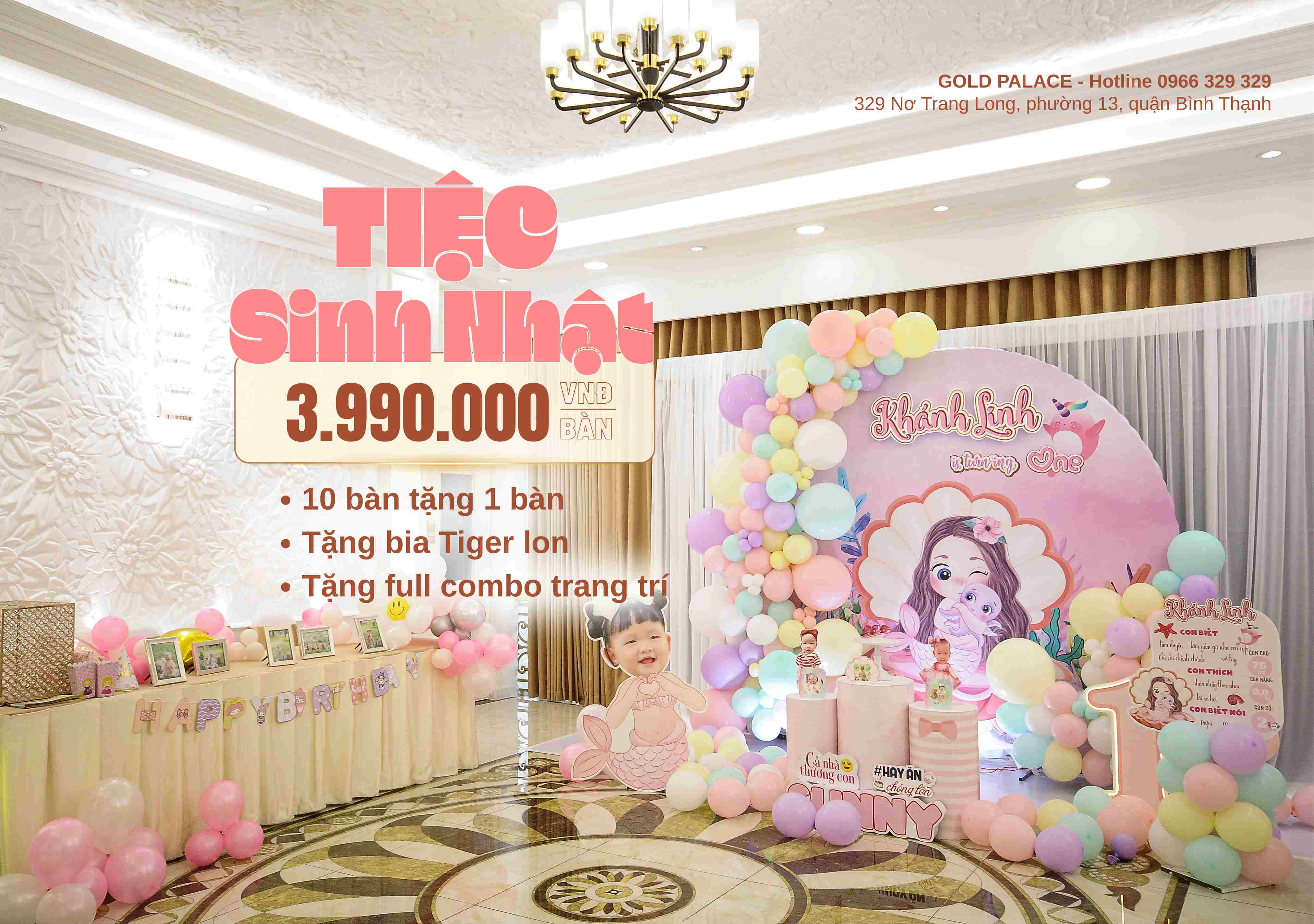 Trọn gói tiệc sinh nhật tại Gold Palace