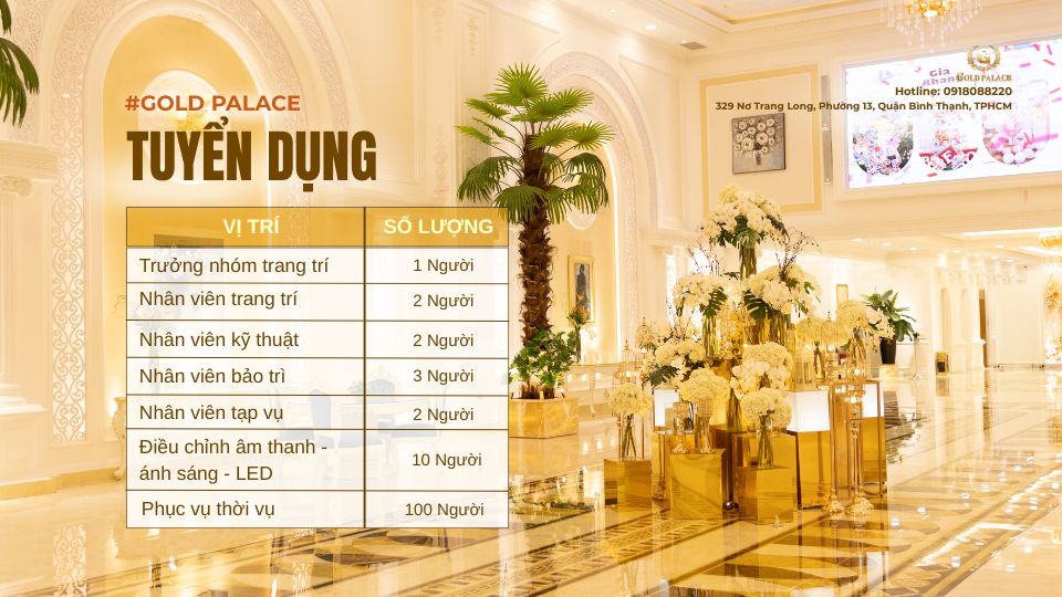 GOLD PALACE TUYỂN DỤNG THÁNG 6/2025